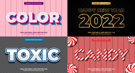 Bundle of editable text effect design set vector