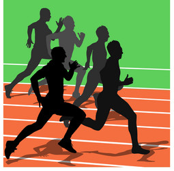 Athletes Running in Stadium Vector Image