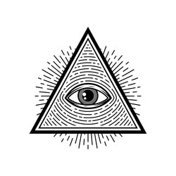 Magic eye in pyramid shape evil protection amulet vector