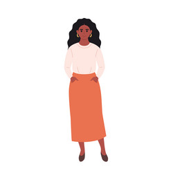 Adult african american woman in stylish vector