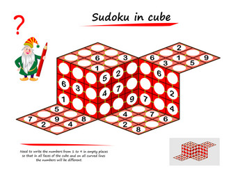 logic puzzle sudoku game in 3d space need write vector image