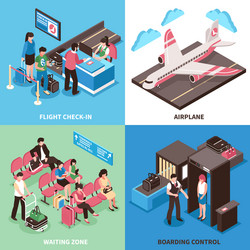 airport departure concept isometric design vector