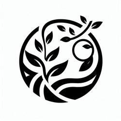 Botanical Circular Leaf Emblem Vector Image