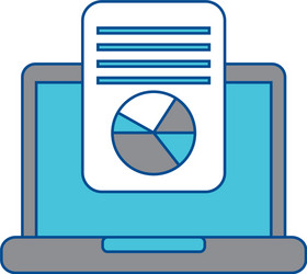 laptop computer screen document file graph diagram vector image