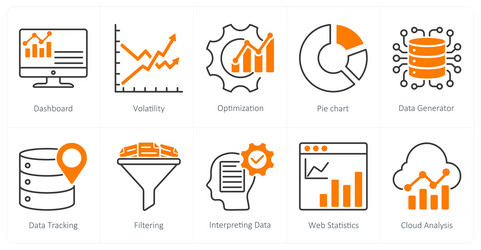 a set of 10 diagram icons as dashboard volatility vector image