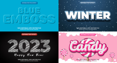 bundle of editable text effect design set vector image