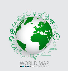 Modern globe with application icon template vector