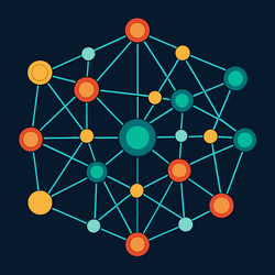 neural network nodes interconnected pathways vector image