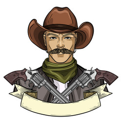 hand drawn sketch cowboy icon vector