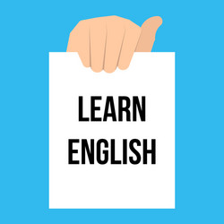 man showing paper learn english text vector