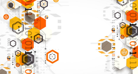 abstract circuit board background with hexagons vector image