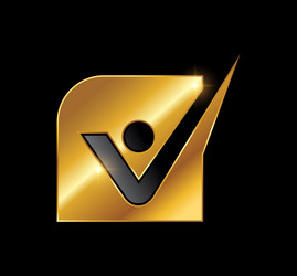 Golden monogram logo initial letter v Royalty Free Vector
