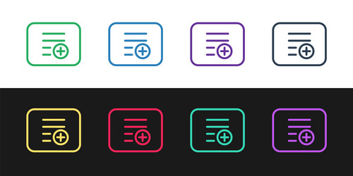 Set line add to playlist icon isolated on black vector