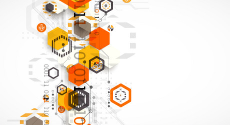 abstract circuit board background with hexagons vector image