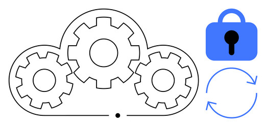 cloud computing with security lock vector image