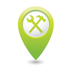 Green Map Pointer with Tools Icon vector image