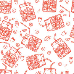 Hand drawn seamless pattern with fruit water vector