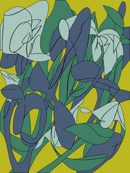 Lilies abstract drawing pattern background vector