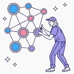 neural network nodes interconnected pathways vector image