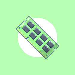 Ram memory computer part object design flat vector