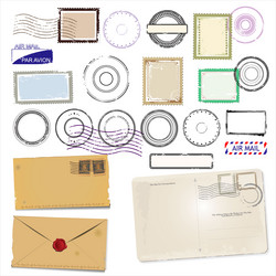 set of post stamps symbols isolated on white Vector Image