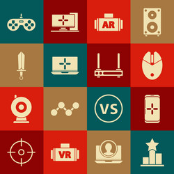 Set star smartphone and playing in game computer vector