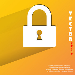 Padlock flat modern web button with long shadow vector