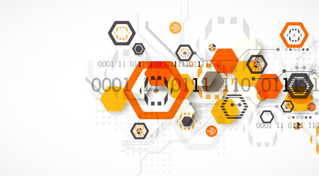 abstract circuit board background with hexagons vector image