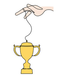 Abstract color cup with hand as continuous lines vector