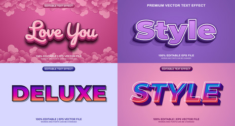 bundle of editable text effect design set vector image