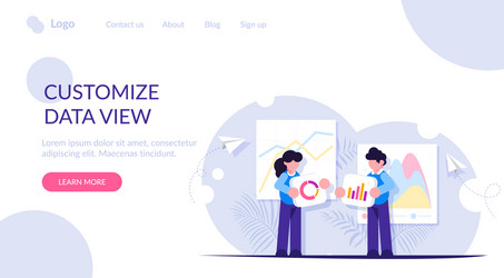 people build a dashboard and interact with graphs vector image