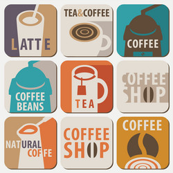 set of logo for hot drinks tea and coffee vector