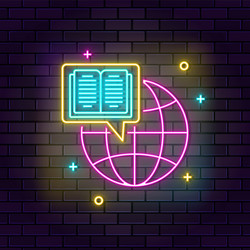 Global knowledge neon icon education vector