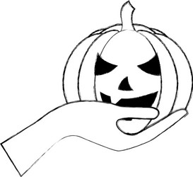 Hand holding halloween pumpkin spooky vector