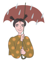 Young woman with umbrella isolated vector