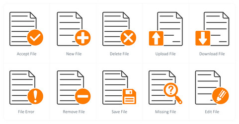 a set of 10 files icons as accept file new vector image