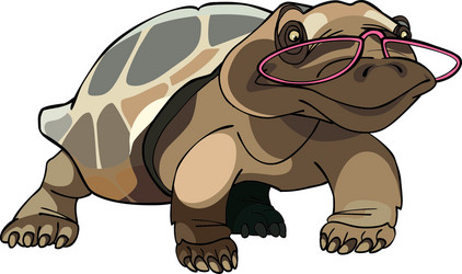 brown tortoise with glasses vector