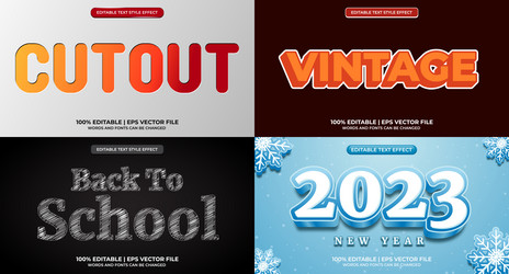Bundle of editable text effect design set vector