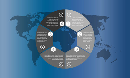 business infographics six pieces circle diagram vector