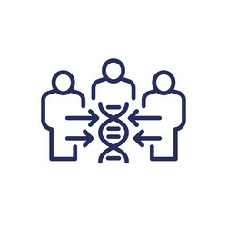 Cloning or clones line icon with dna and people Vector Image