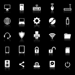 computer icons with reflect on black background vector image