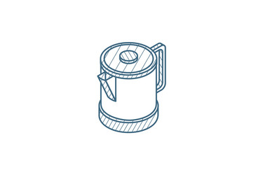 Electric kettle isometric icon 3d line art vector