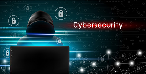 Hacker with Computer - Cybersecurity Concept vector image