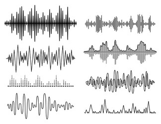 Sound waves set music Royalty Free Vector Image