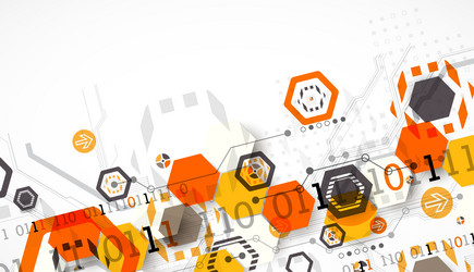 abstract circuit board background with hexagons vector image