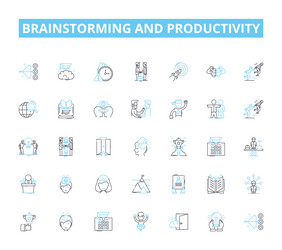 Brainstorming and productivity linear icons set vector