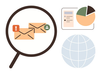 email notifications data analysis and global vector image