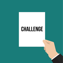 man showing paper challenge text vector image