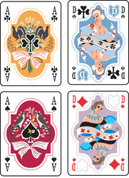 Set of playing cards vector: Ten, Jack, Queen, King, Ace Stock Vector by  ©rlmf.net 92459204