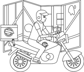 Delivery guy in motorcycle vector